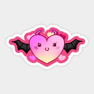 Demonic heart with bat wings Sticker